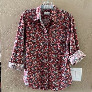 Foxcroft Vintage Women’s button down blouse cotton floral tint size 6